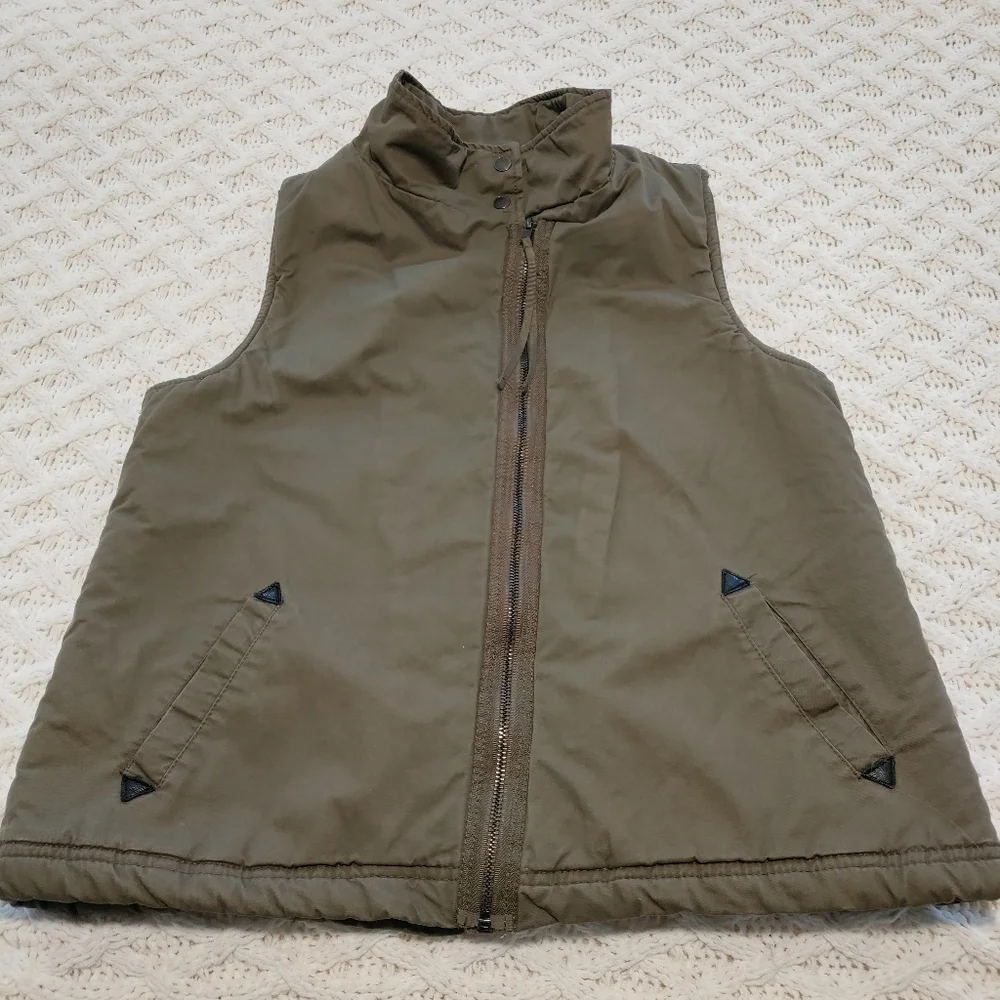 Thread & Supply Women's Full Zip Sherpa Lined Collared Vest Olive Green Size L - Picture 11 of 14